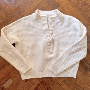 Sezane wool cream rubbed sweater size small